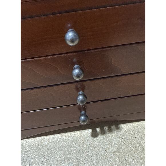 VTG Wooden Jewelry Box Chest Style 12x8x8 Glass Top 3 Drawers Unbranded READ - Picture 15 of 15